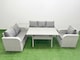 image 1 of Fimous Patio PE Wicker 6 Seater Outdoor Rattan Furniture Sofa Sets with Rectangular Dining Table Reclining Chair Loveseat Sofa 3 Seater Sofa Side Table Light Grey