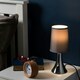 image 1 of ValueLights Pair of - Small Chrome Touch Table Lamps with Grey Fabric Shades With 5w LED Dimmable Candle Bulbs In Warm White Grey