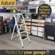 image 8 of Futura 3 Step Ladder White, Heavy-Duty Steel Folding Home DIY Step Stool with Wide Non-Slip Steps & Anti Slip Feet 150kg Capacity