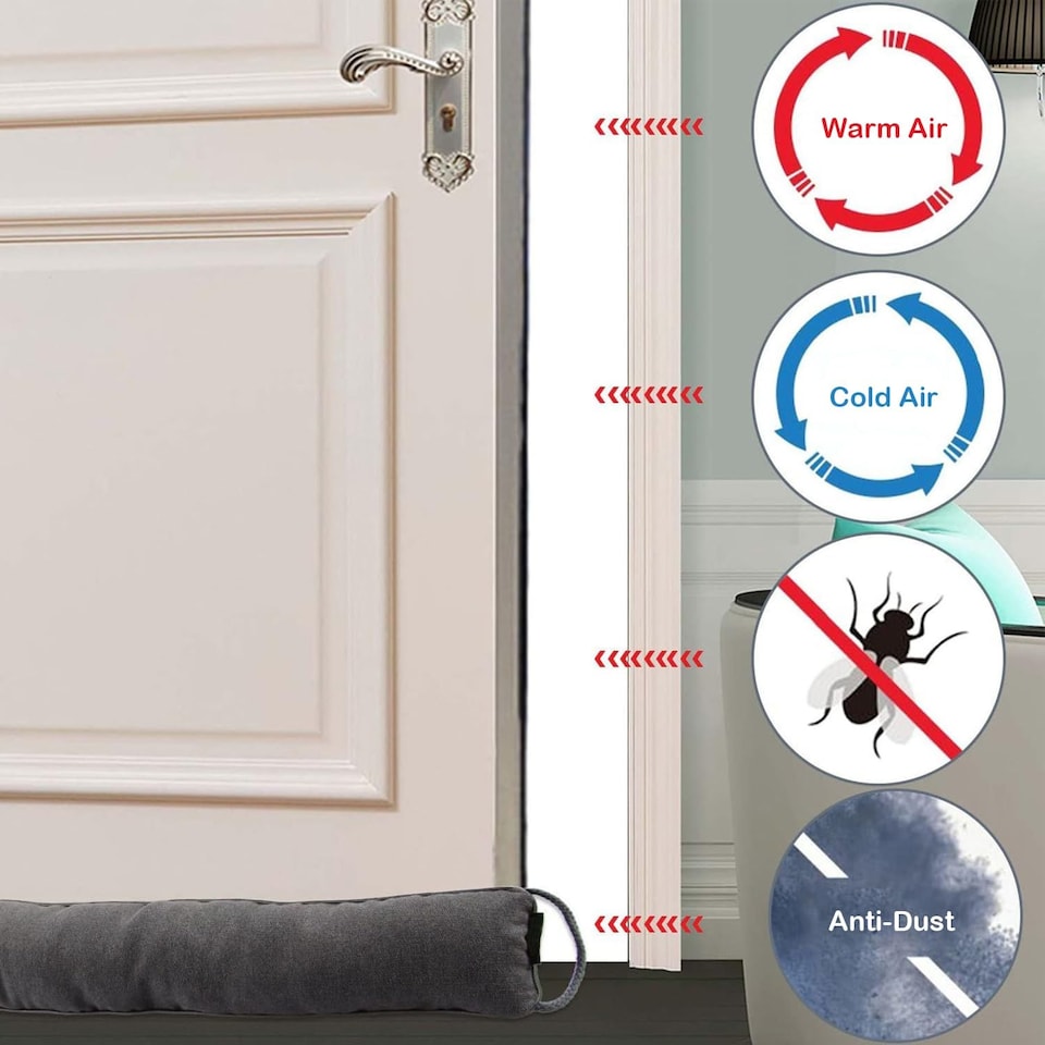 1-Pack 91 x 8 cm Heavy Under Door Draught Excluder Cushion Draft Wind ...