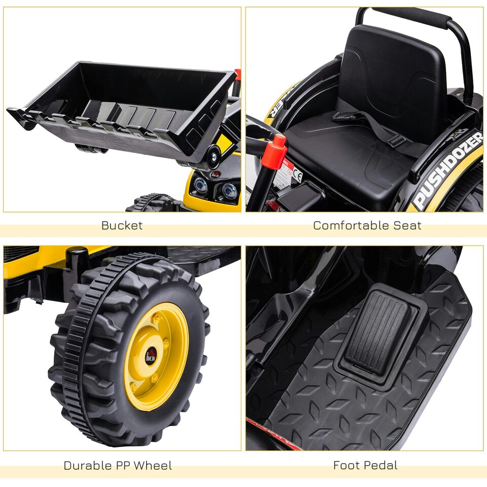 image 1 of HOMCOM Kids Digger Ride On Excavator 6V Battery Tractor Music Headlight Yellow