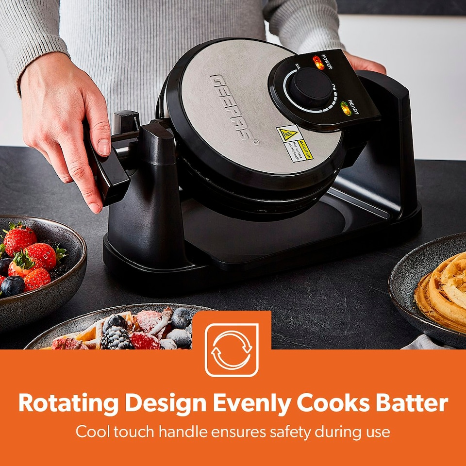 image 1 of Geepas 1000W Rotating Belgian Waffle Maker
