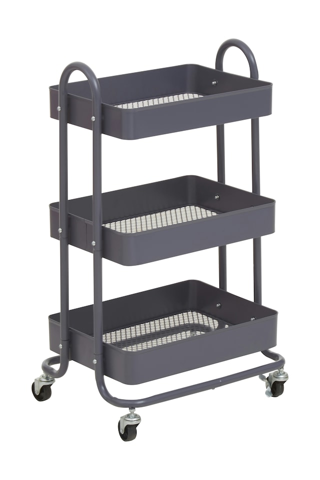 image 1 of Orsina Three Tier Grey Trolley, Swift Mobility Of Drinks Trolley, Lightweight And Compact Storage Garden Trolley