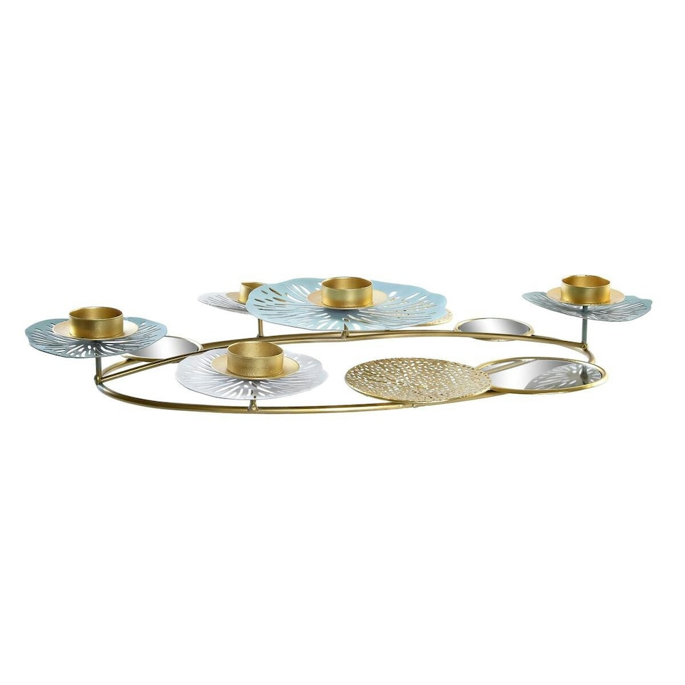 image 1 of Candle Holder DKD Home Decor Mirror Golden Metal Mint Waterlily (54 x 33 x 8 cm) N/A