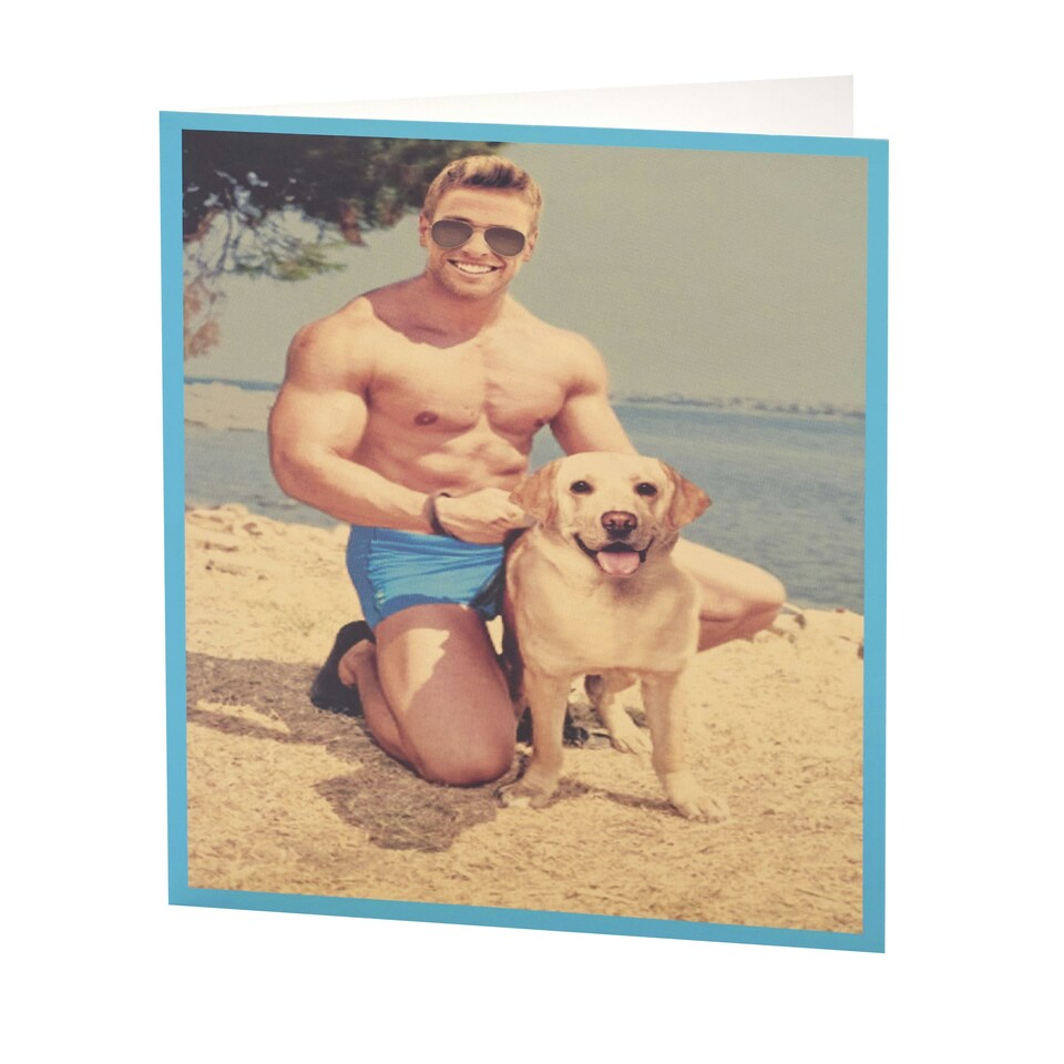 image 1 of Humour Birthday Card - Man On Beach With Dog