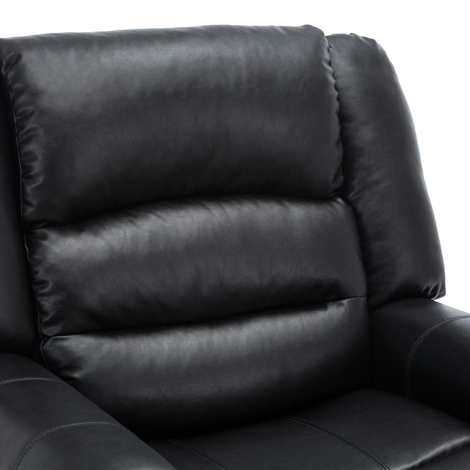 image 1 of Denver Bonded Leather Manual Recliner Stud Sofa Home Lounge Chair (Black)