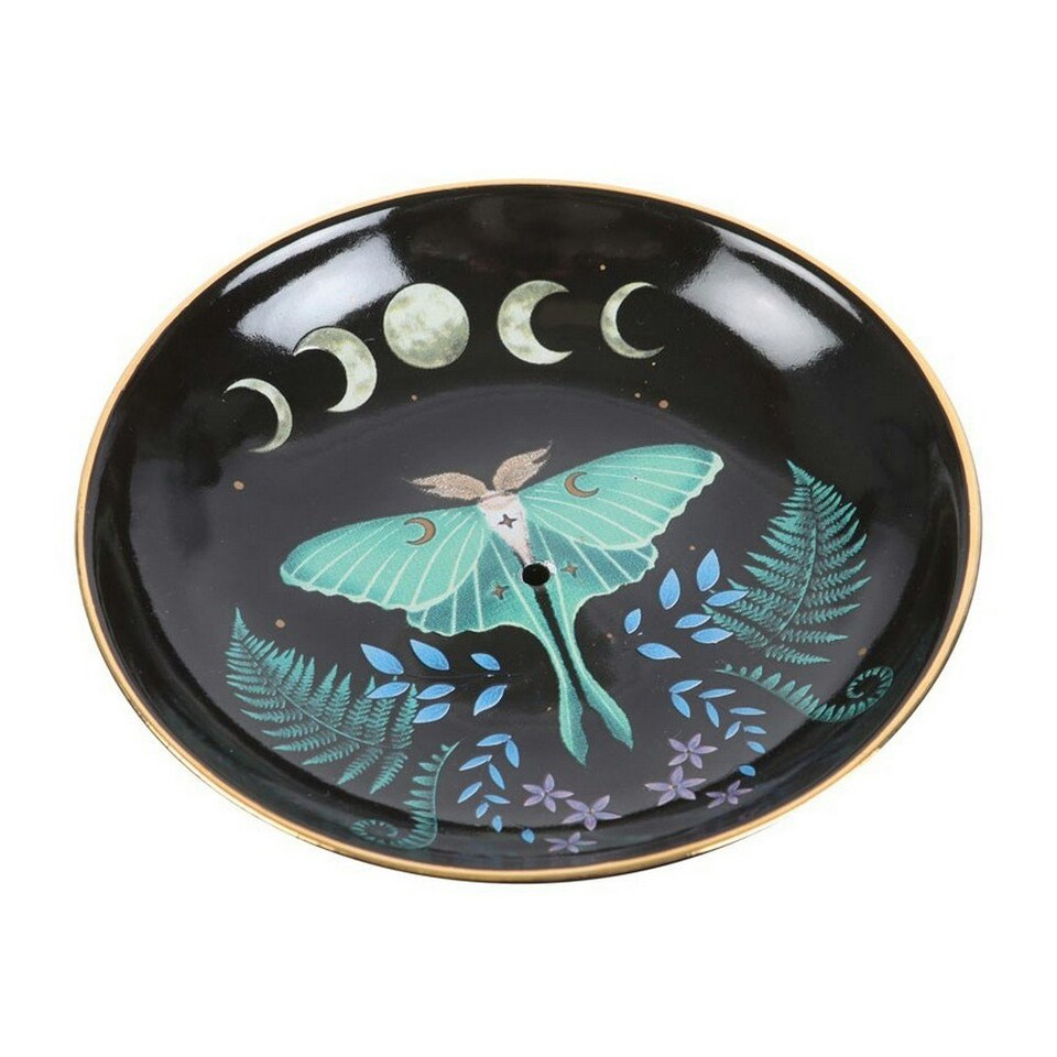 image 1 of Something Different Ceramic Luna Moth Incense Holder - Black/Green - One Size