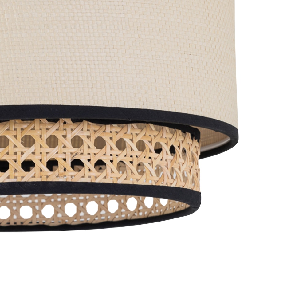 image 1 of Koral - Natural Rattan and Cane 25 cm Easy Fit Two Tier Pendant Shade | Cream | Medium | 1