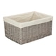 image 2 of Small Grey Wash White Cotton Lined Willow Storage Baskets | Brown | White | S | 1