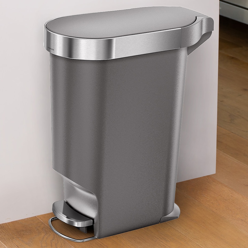 image 1 of Simplehuman 40L Slim Pedal Kitchen Bin with Liner Rim, Grey Plastic