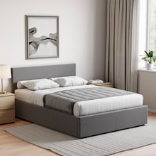 Vida Designs Veronica 4ft6 Double Ottoman Bed Storage Fabric Upholstered, Dark Grey Linen, 135 x 190cm