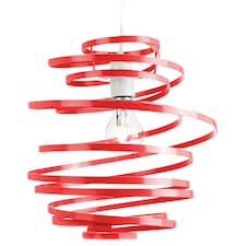 Contemporary Red Gloss Metal Double Ribbon Spiral Swirl Ceiling Light Pendant | Red
