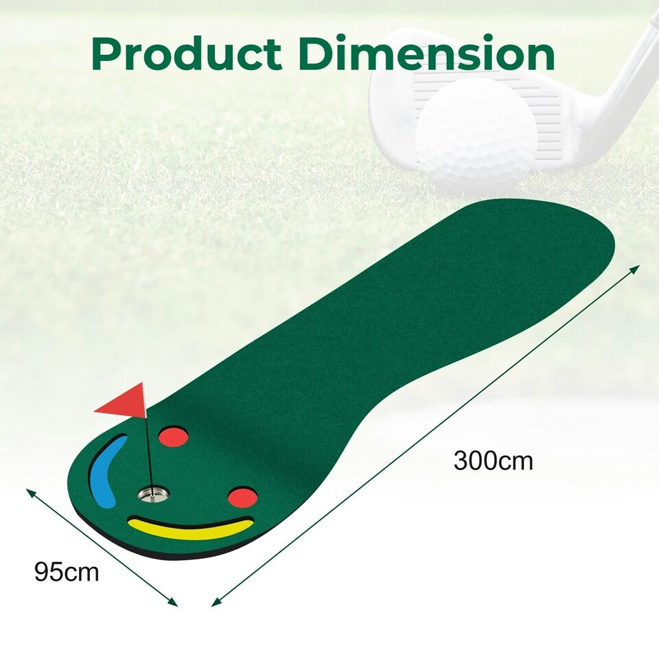 image 1 of COSTWAY Golf Putting Set Golf Practice Three Putting Mat