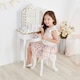 image 2 of Teamson Kids Polka Dot Vanity Table & Stool with Storage, White/Gold