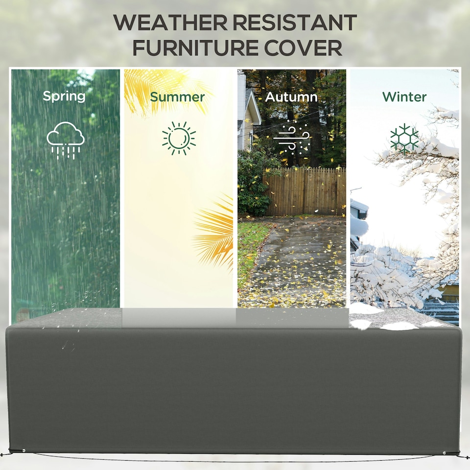 image 1 of Outsunny UV Rain Protective Cover or Garden Wicker Rattan Dark Grey Grey | Dark Grey