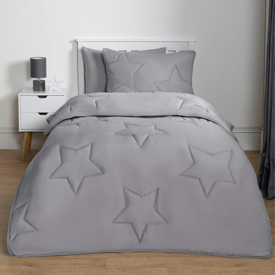 image 1 of OHS Coverless Star Quilted 7.5 Tog Bedding Set, Single - Grey