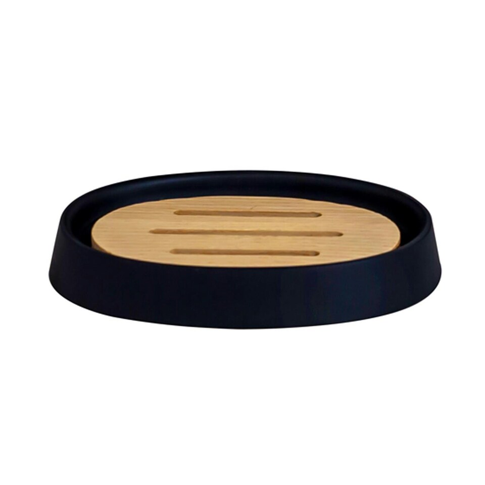 image 1 of Showerdrape Sonata Black & Bamboo Soap Dish