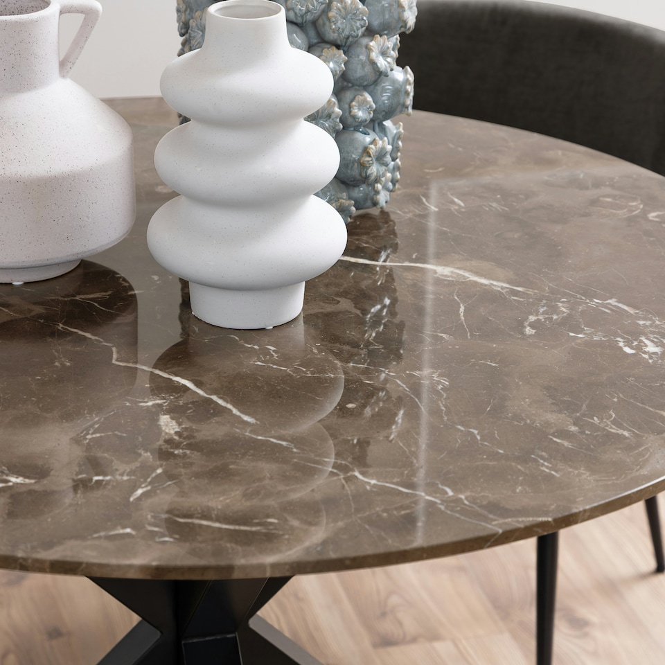 image 1 of Heaven Dining Table with Brown Polished Marble Top