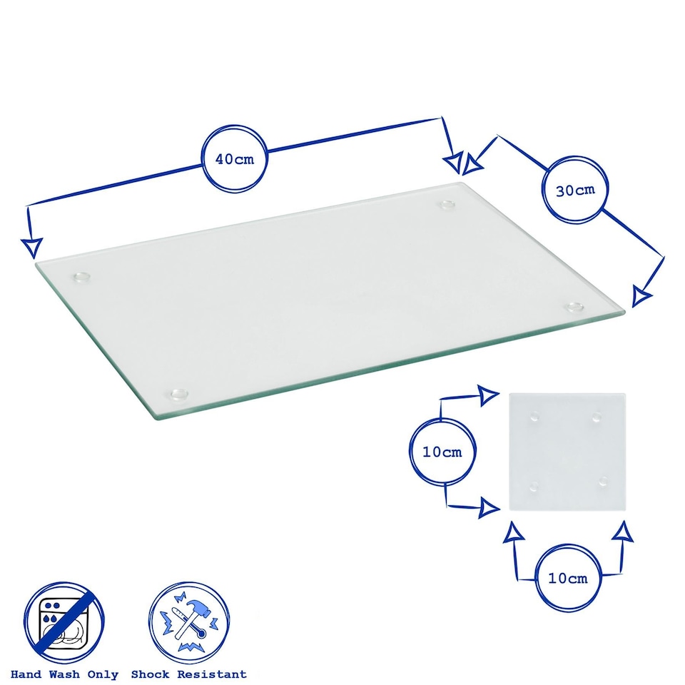 image 1 of Harbour Housewares 12pc Glass Placemats & Coasters Set - 40cm x 30cm - White | White | White