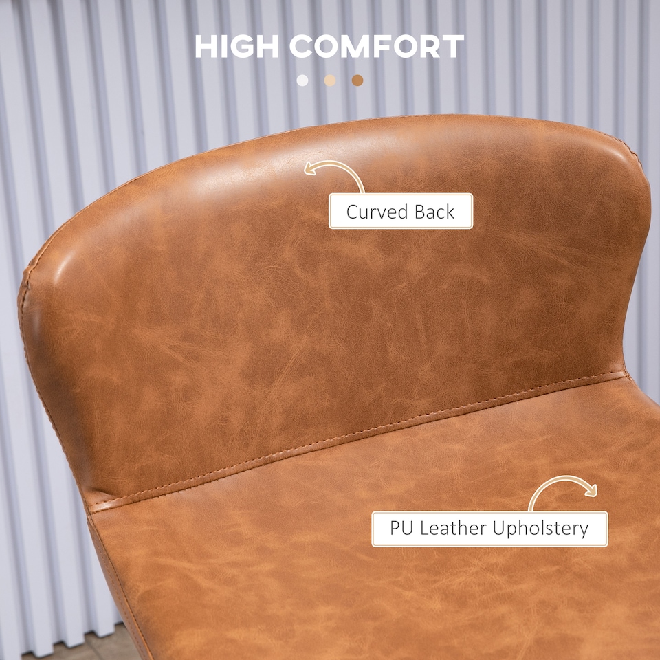 image 1 of HOMCOM Bar Stools Set of 2, PU Leather Bar Chairs with Back and Steel Legs