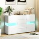 image 2 of HOMCOM LED Sideboard, High Gloss Storage Cabinet with 4 Drawers, White White