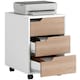 image 9 of MDF Mobile File Cabinet w/ 3 Drawers Locking Wheels Metal Rails Oak Tone White