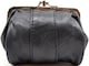 image 2 of Lorenz Womens Soft Nappa Leather Double Clip Frame purse / Coin Holder | Black | Black