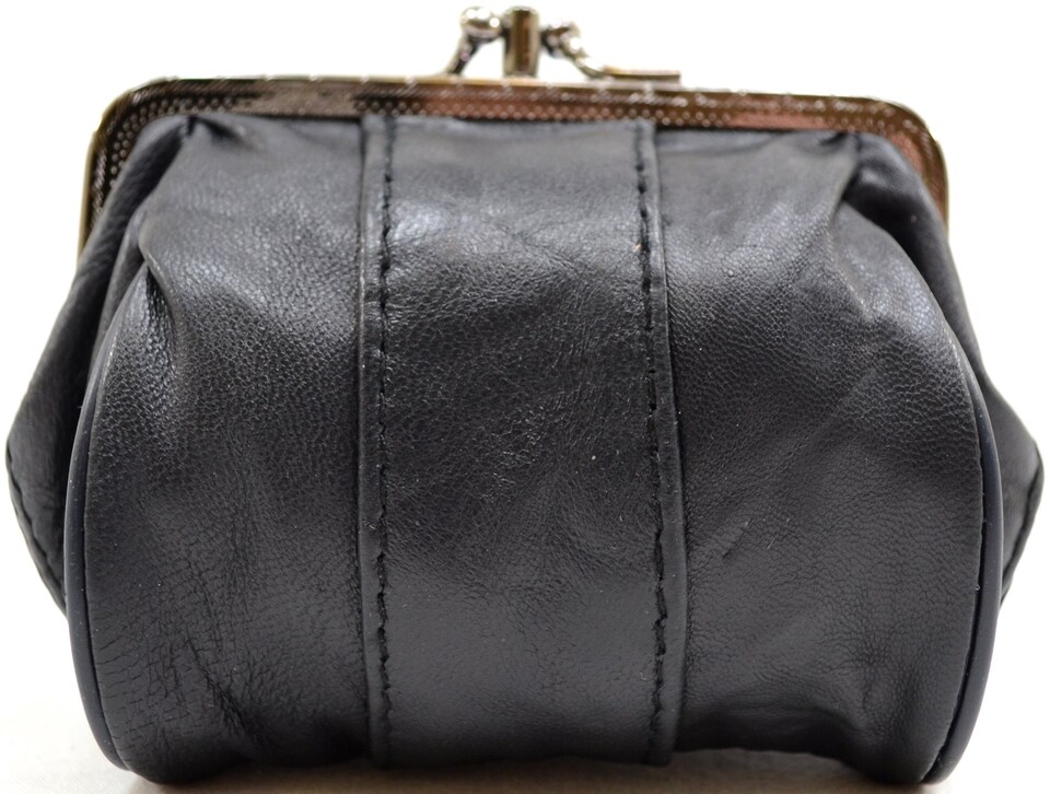 image 1 of Lorenz Womens Soft Nappa Leather Double Clip Frame purse / Coin Holder | Black | Black