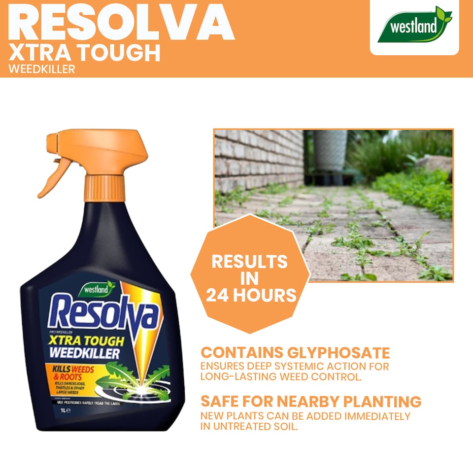 image 1 of Resolva Pro Xtra Tough Weed Killer 1L Ready to Use Fast-Acting Herbicide for Weeds Brambles & Tough Vegetation Visible Results in Hours | Yellow