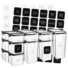 Argon Tableware 16 Piece Food Storage Containers Set - 4 Sizes - Black
