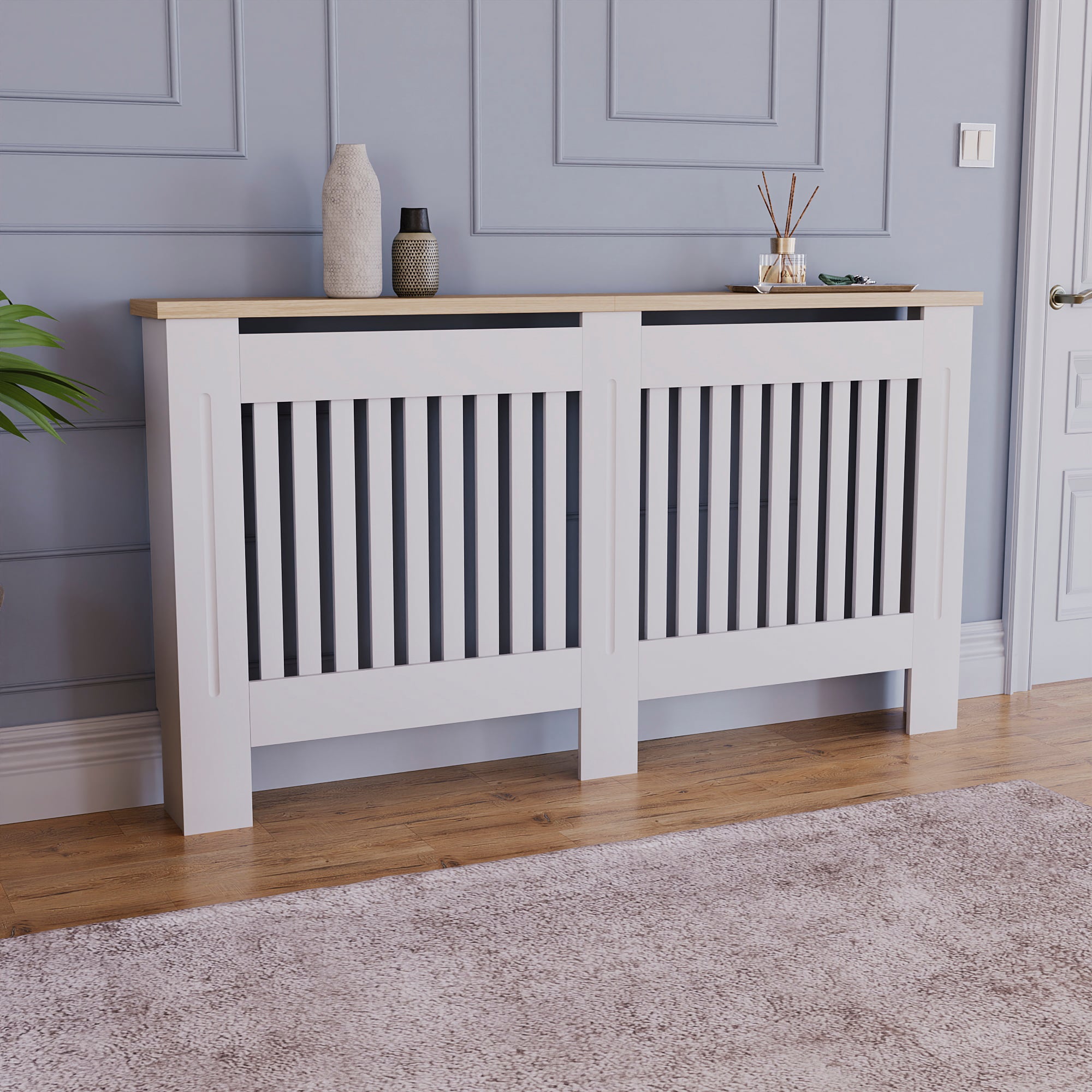 Vida Designs Arlington Medium Size Radiator Cover Painted MDF Heat Protection - White