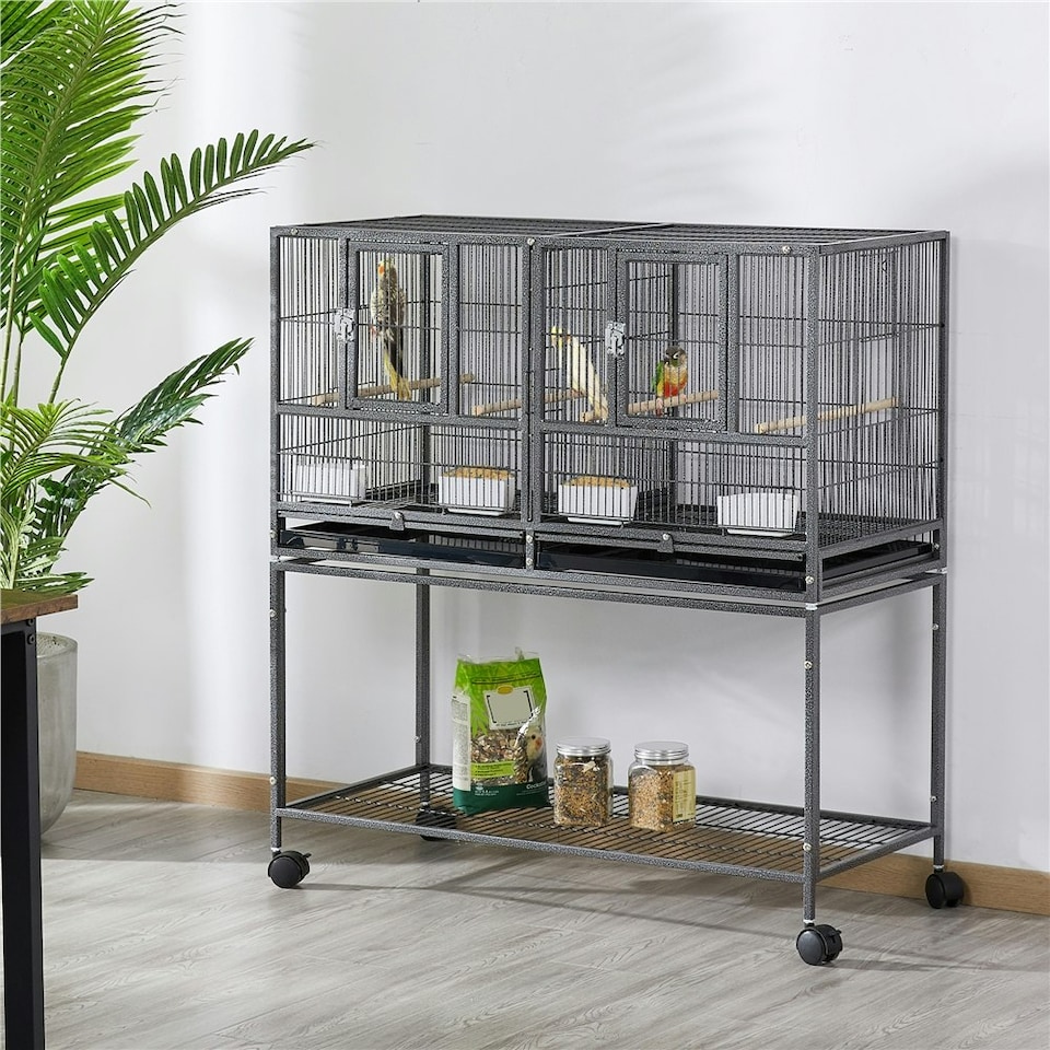 image 1 of Yaheetech 105 cm Tall Stackable and Divided Breeder Cage Black