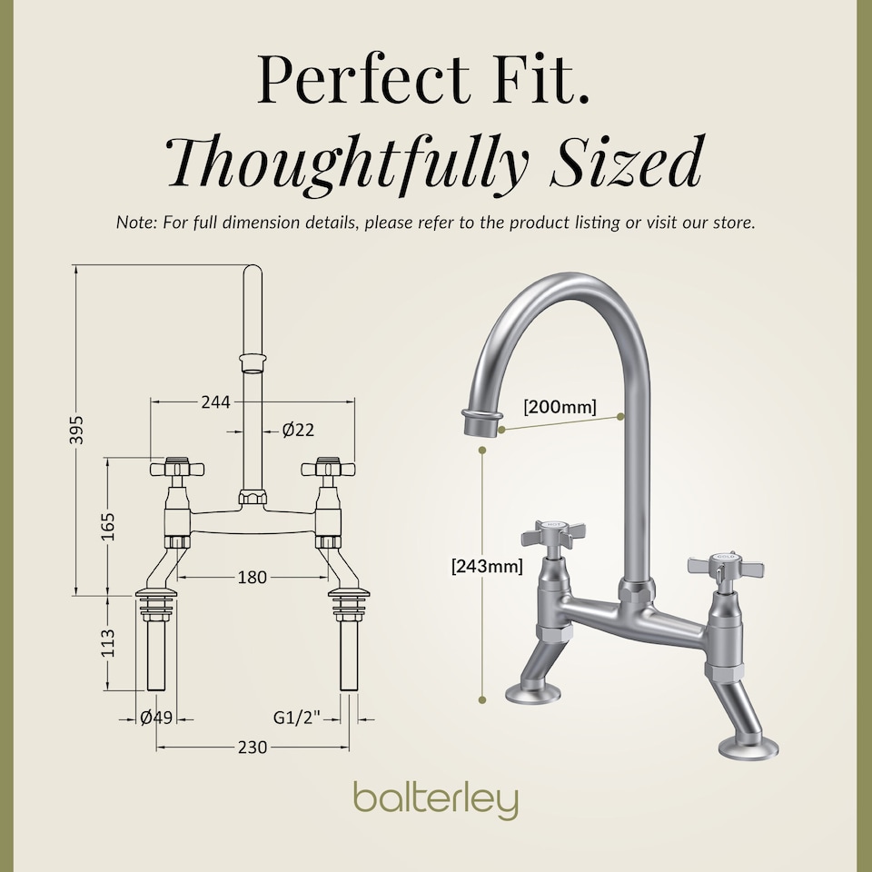 image 1 of Traditional Kitchen Bridge Sink Mixer Tap - Brushed Nickel | Silver | Brushed Nickel | 1