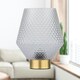 image 7 of Set of 2 Porter - Battery Operated Satin Brass Lamps Clear Tex Glass Bronze | Clear