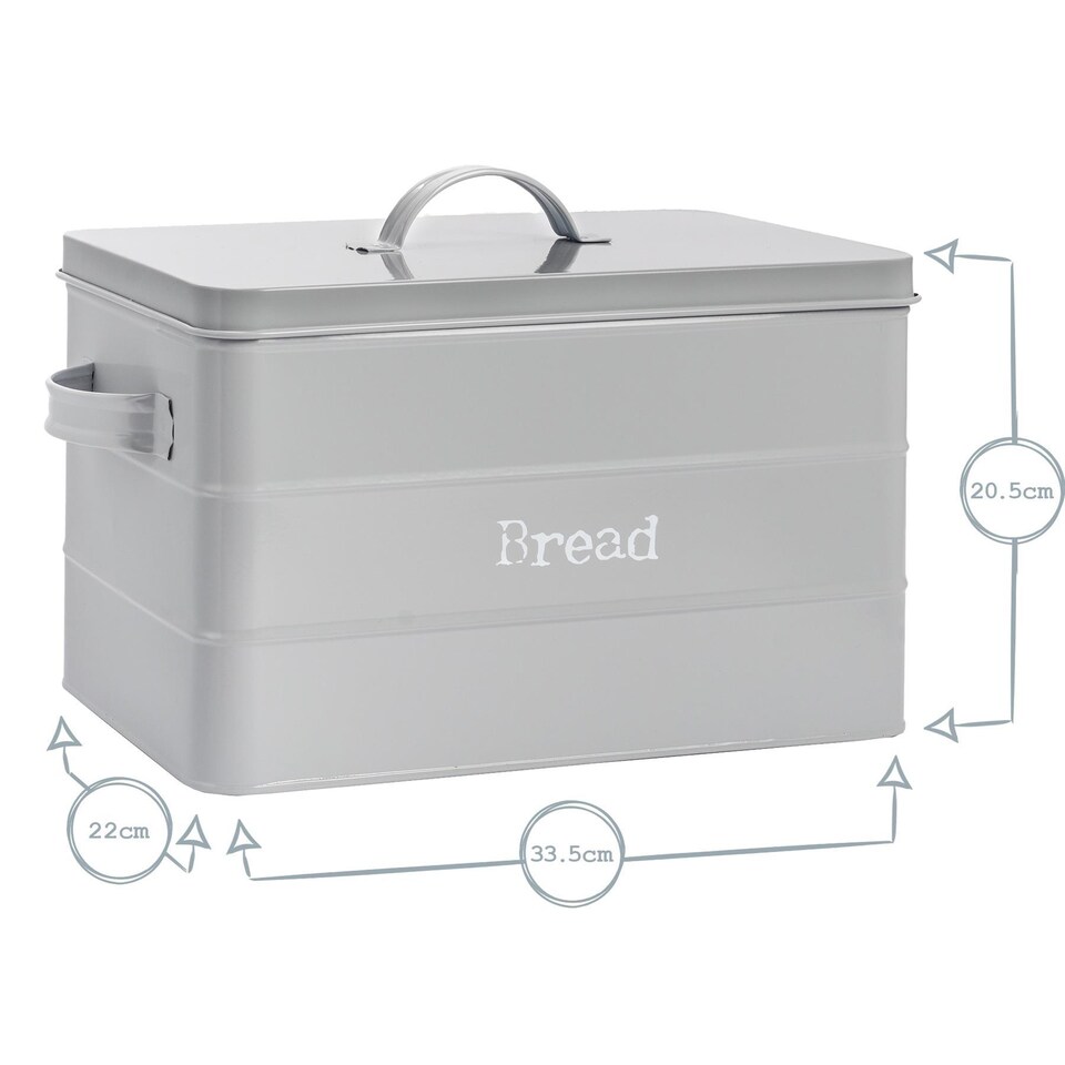 image 1 of Harbour Housewares Vintage Metal Kitchen Bread Bin - 40cm - Black