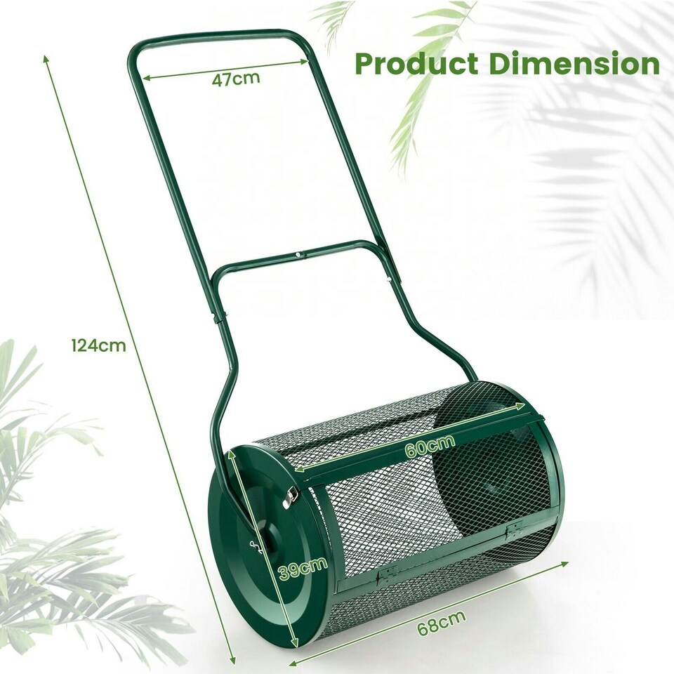 image 1 of COSTWAY 27 Inch Compost Spreader Peat Moss Spreader