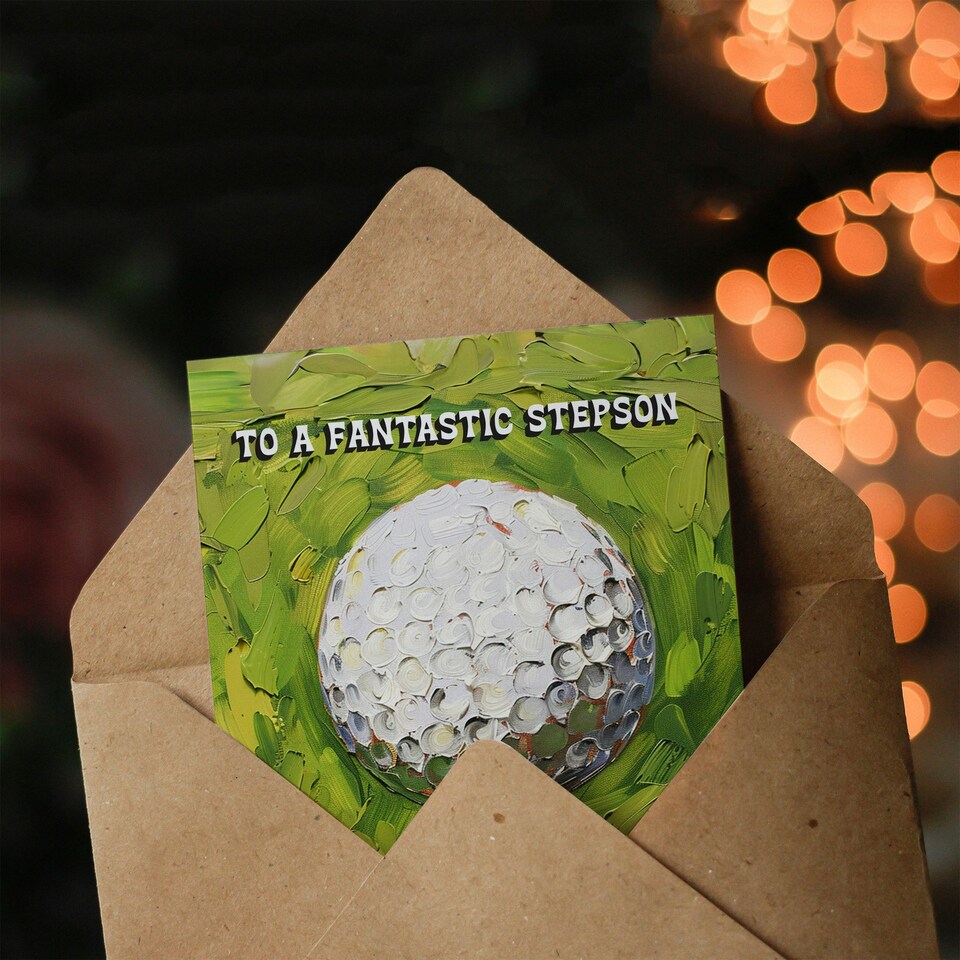 image 1 of Fantastic Step Son Golf Lover Golfing Ball Birthday Card