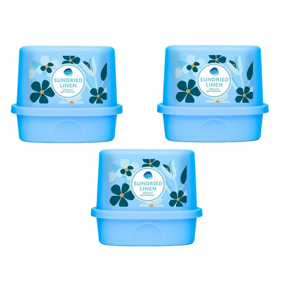 image 1 of Pack of 3 Pan Aroma Sun-Dried Linen Bathroom Gel Air Fresheners 150g