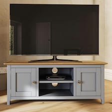 Taberno Oak 2 Door TV Unit Dove Grey Grey
