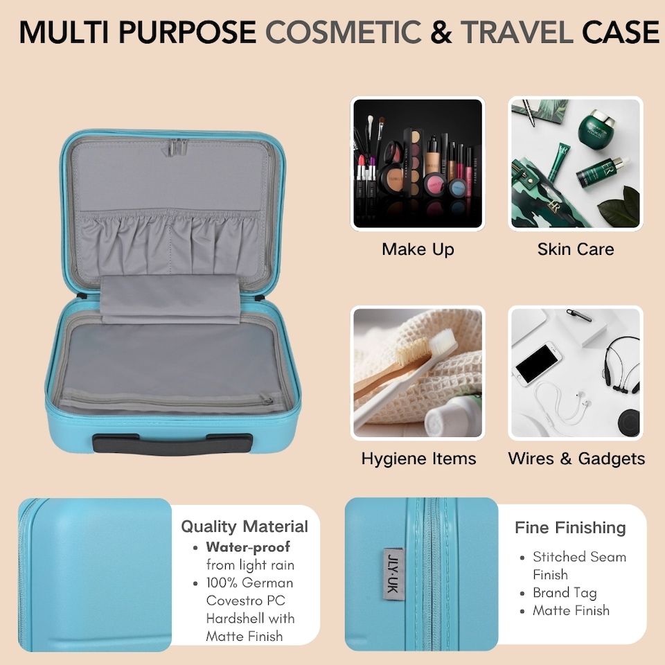 image 1 of 3 Piece Suitcase Set | Vanity Case + Cabin + Expandable Large Luggage