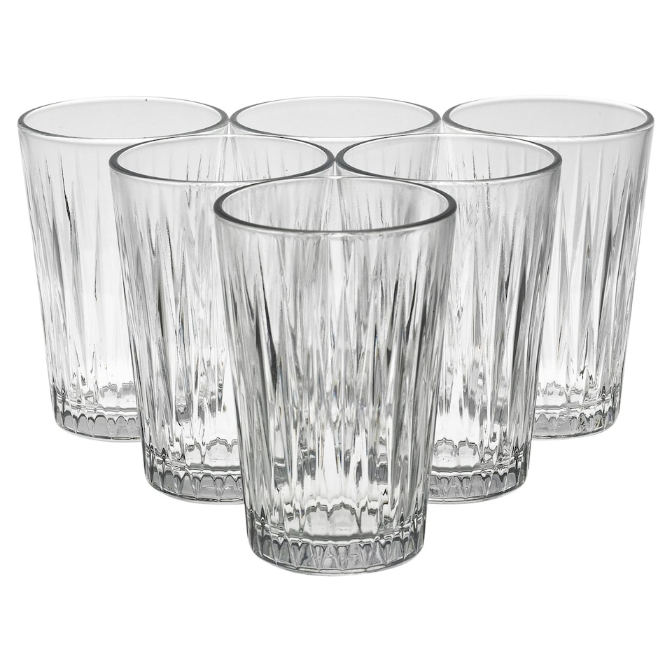image 1 of Highball Drinking Glasses Whiskey Water Juice Tumblers 6 Set | Clear | 1 set of each | 300ml + 350ml