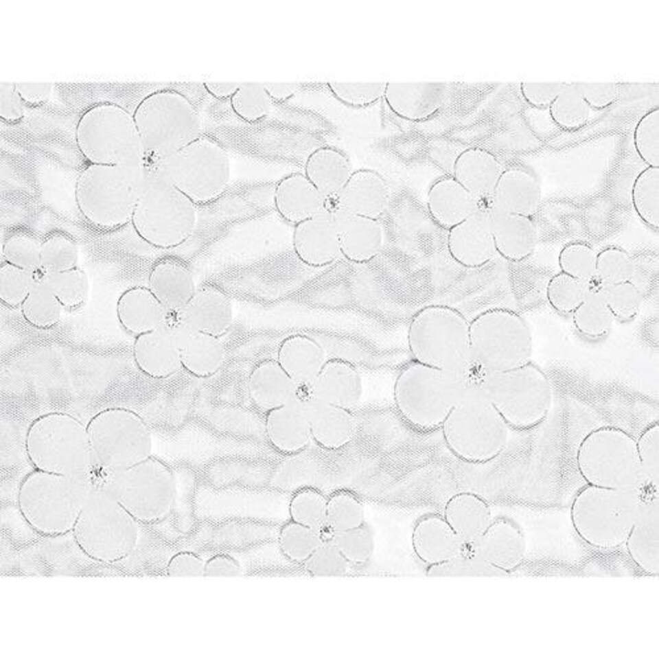 image 1 of White Floral Tulle Table Runner 5m White