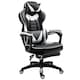 image 1 of Vinsetto Computer Gaming Chair, Racing Desk Chair with Lumbar Support and Footrest, PU Leather Gamer Chair with Headrest and Swivel Wheels for Home, White