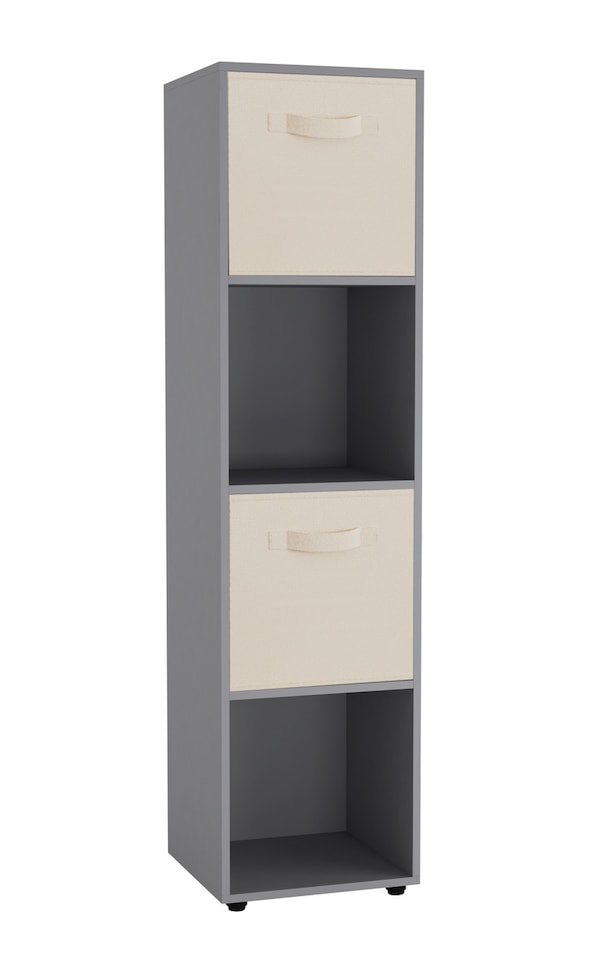 image 1 of 4 -Cube Tall Shelving Unit With Non Woven Inserts | Grey | Grey & Cream | 1