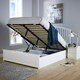 image 2 of White King Ottoman Bed Frame with Storage Space Upholstered Fabric Modern Style