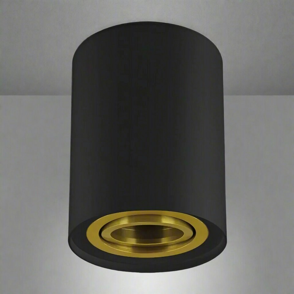 image 1 of CGC PRINCE Black GU10 Adjustable Surface Ceiling Downlight Flush Spot light with Gold Bezel Black