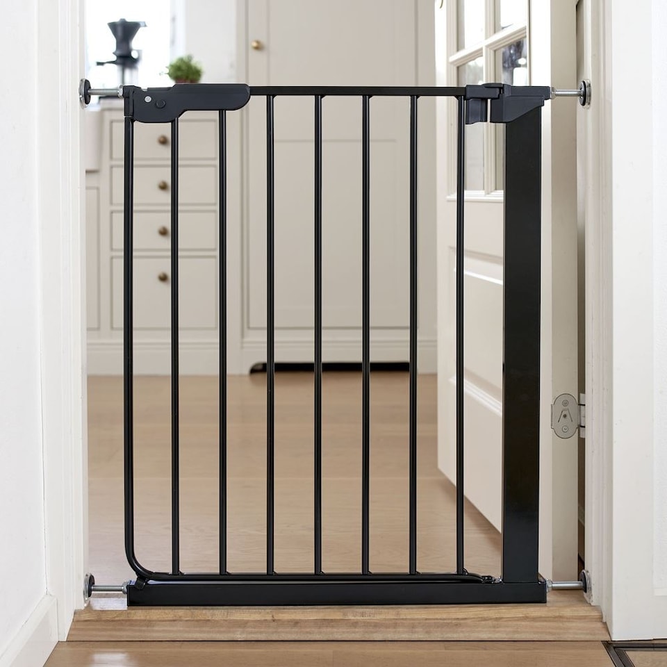 image 1 of Safetots Super Narrow Baby Gate, 60.5cm - 66.5cm, Black, Child Safety Barrier, Pressure Fit Stair Gate | Black | 1