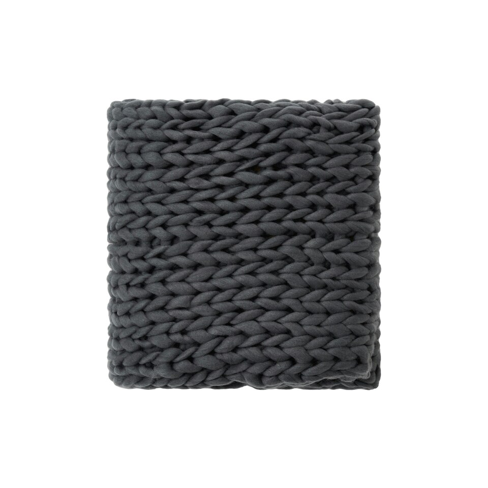 image 1 of BHS Chunky Cable Knit Throw, Grey | Grey | Grey | One Size | 1