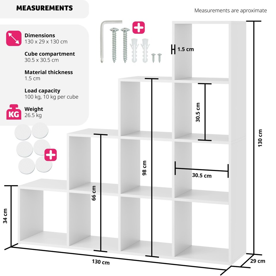 image 1 of Bookshelf Talisa - 10 shelving compartments in cube design White
