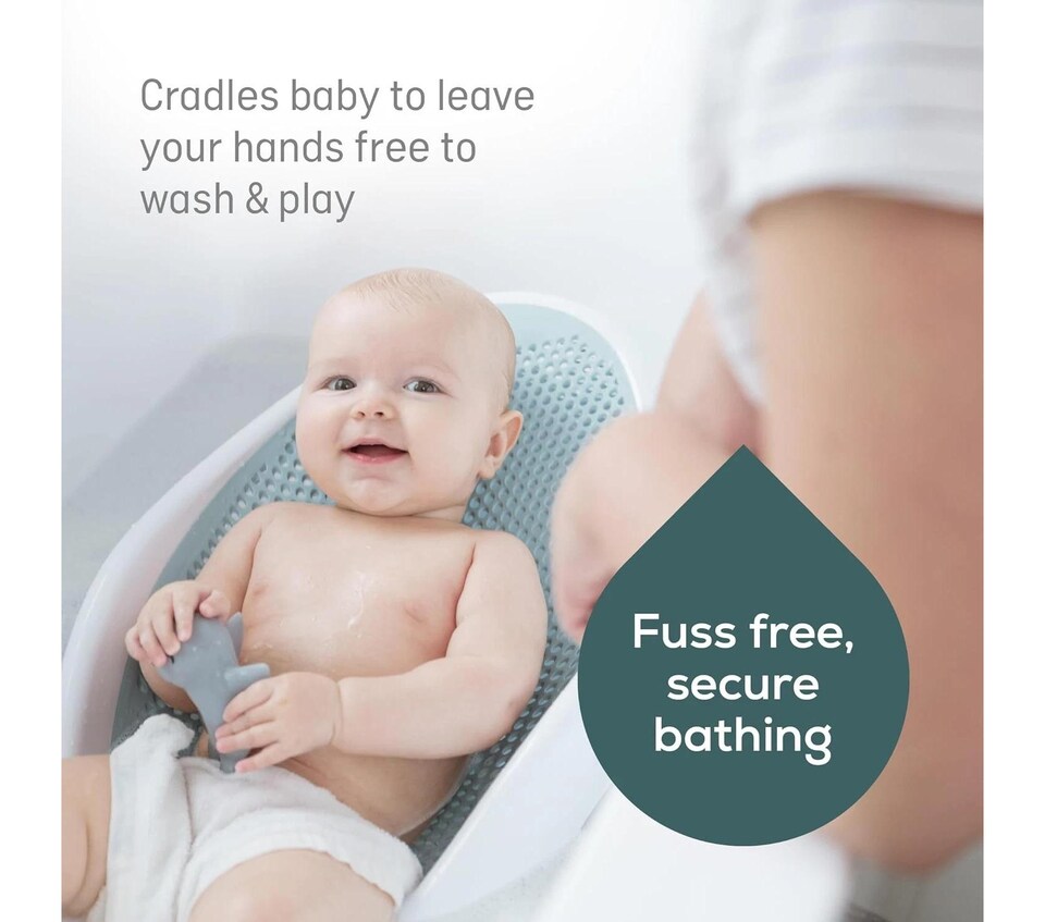 image 1 of Angelcare Baby Bath Support Soft Touch Newborn Seat Water Level Indicator Aqua